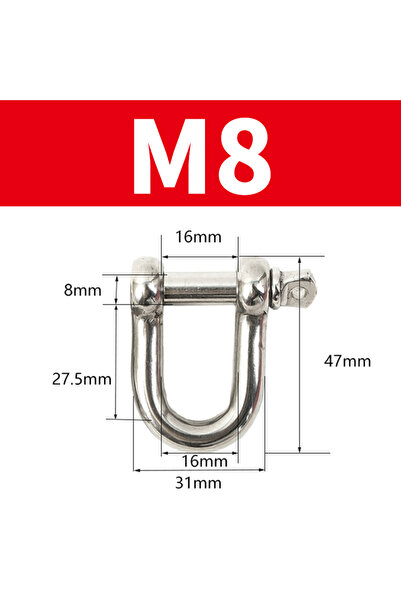 Choice M8-1Pcs 304 Straight D Shackle Short Stainless Steel Breaking D Riggin...