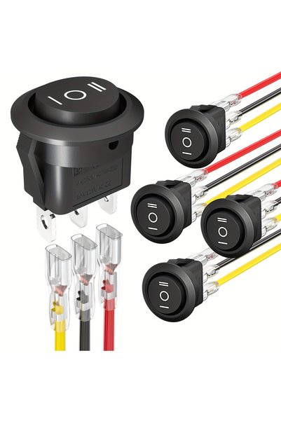 Choice 5pcs 5pcs 12V Round Rocker Switch - 3-Position SPDT ON/Off/ON, Waterpr...