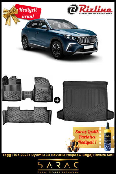 Rizline Togg T10x 2023 Sonrası 3d Havuzlu Paspas & Bagaj Havuzu Seti ( Hediye...
