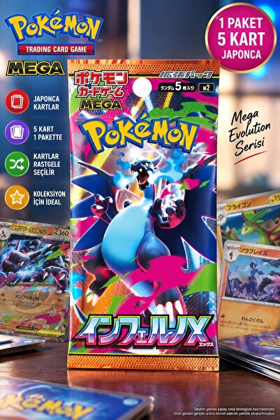 TOYFEST Pokémon Card Game Mega Inferno X M2 Japonca Booster Pack 5 Kart Mega ...