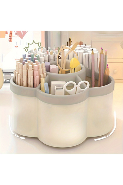 Choice white 1pc 360 degree cute rotating pen holder, large capacity multifun...
