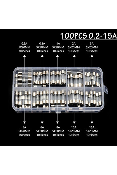 Choice 100pcs 20x5 0.2-15A 100Pcs Fast-blow Glass Tube Fuses 5*20 Household F...