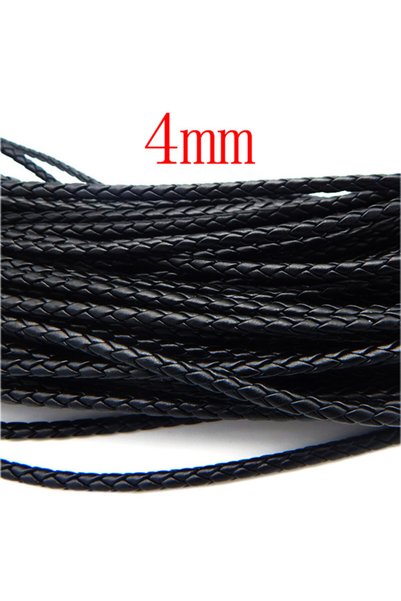Choice 4mm 5m Black Braided Leather Cord Genuine Strap Folded Bolo Tie Rope L...