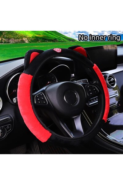 Choice Red Cute Cartoon Plush Kitten Warm Car without Inner Ring Steering Whe...