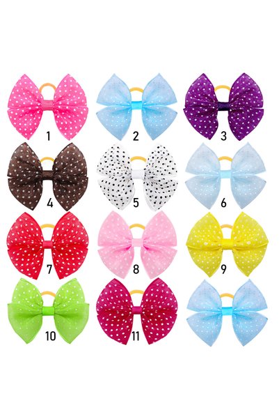 Choice MULTI 40PCS Lace Dogs Hair Bows With Dotted Dog Hair Rubber Bands Colo...