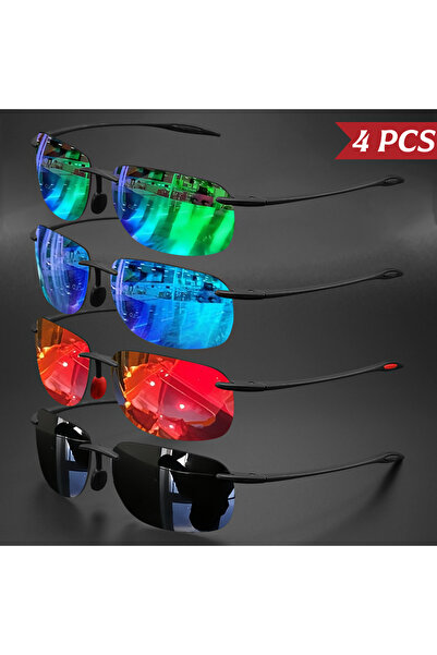 choice2 4PCS-3 4PCS Ultra Light 11g TR90 Frameless Polarized Sunglasses - Fle...