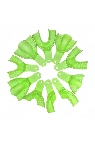 Choice 10pcs/bag Autoclavable Dental Plastic Impression Trays Full-Size Green...