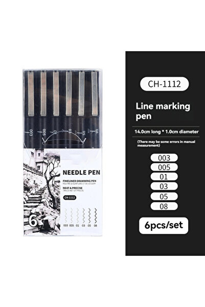 Choice1 6pcs 15/3 Size Fineliner Pens Black Micro Pigment Liner Pen Multiline...
