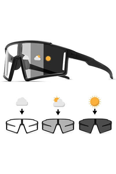 Choice4 C1-black Photochromic One-Piece Sports Sunglasses - Oversized Wraparo...