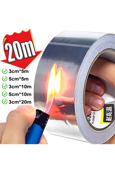 Choice 5cm 20m High Temperature Resistance Aluminum Foil Tape Kitchen Pipe Re...
