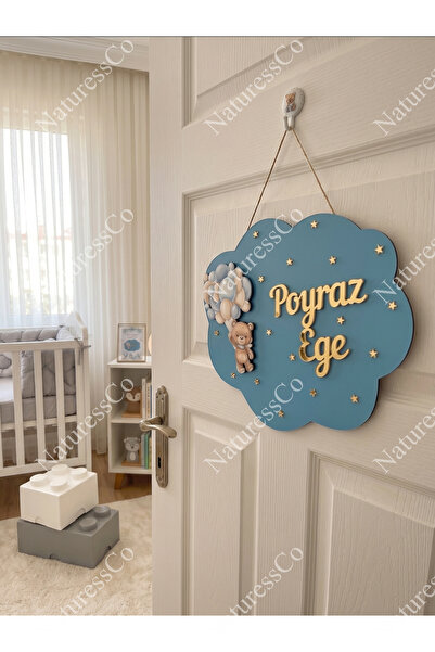 NaturessCo Ornament pentru ușă pentru bebeluși din plexiglas în formă de nor,...