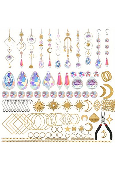 Choice A 200pcs/set DIY Suncatcher Colorful Glass Hanging Crystals Suncatcher...