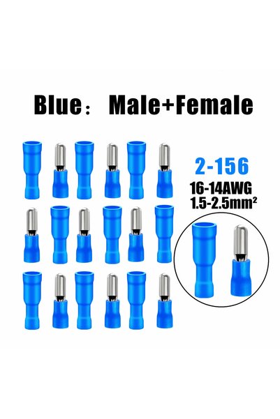 Choice1 60pcs-Blue In Bag 160/80/60pcs Bullet Butt Connectors, Fully Insulate...