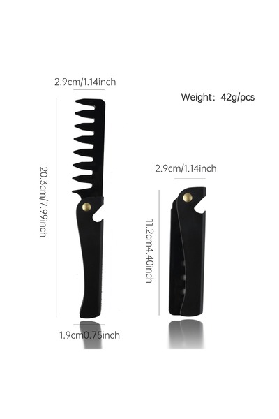 Choice5 1pc black New 1/2Pc Black Portable Folding Steel Hair Combs For Men W...