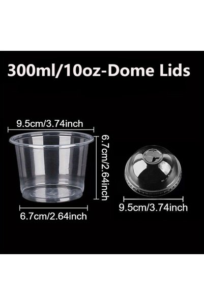 Choice 50PCS Dome Lids-300ML 10OZ 50PCS Disposable Pudding Plastic Cups Salad...