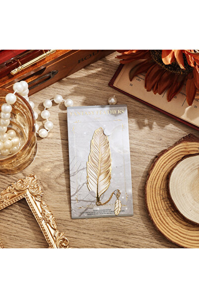 Choice Mist 1 pc Vintage Feather Bronzing Metal Bookmark With Metal Chain Pen...
