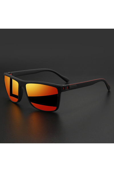 Choice1 C2-red mirror Premium Square Polarized Sunglasses - Spring Hinge Desi...