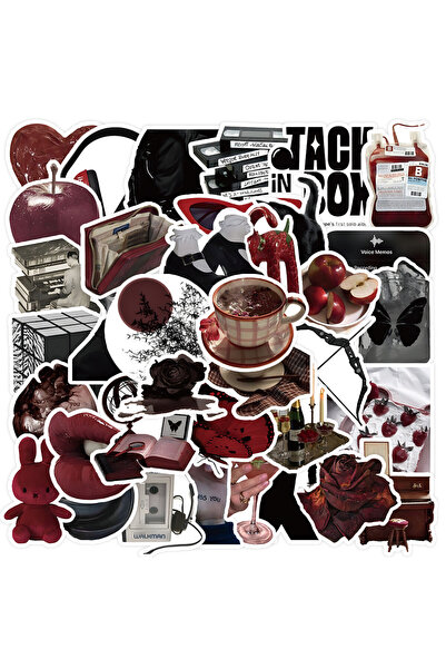Choice 50PCS 50 Pieces Red & Black Themed Stickers - Decorative Decals for Jo...
