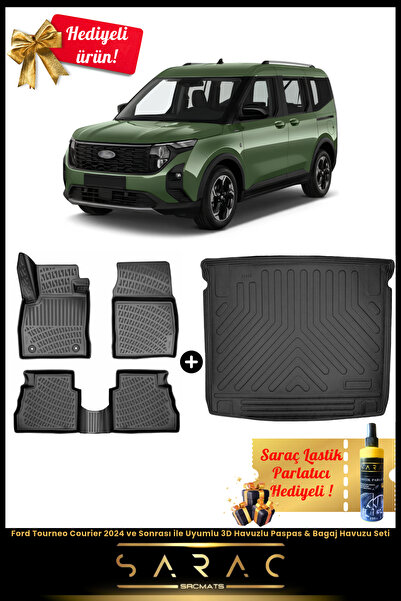 SRCMATS Ford Tourneo Courier 2024 Ve Sonrası ile Uyumlu Araca Özel 3d Havuzlu...