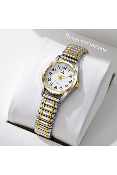 Choice ساعة نسائية أنيقة بميناء صغير وسوار مطاطي مرن، كوارتز، بدون علبة