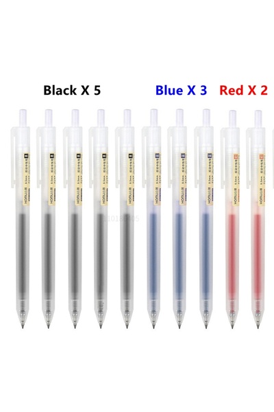 Choice 0.5mm 5Black-3Blue-2Red 6/10Pcs 0.5mm Retractable Gel Pens Set Black/b...
