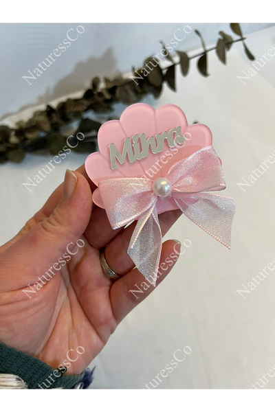 NaturessCo Pink Oyster Model Gift Baby Magnet with Bow (10 Pieces)