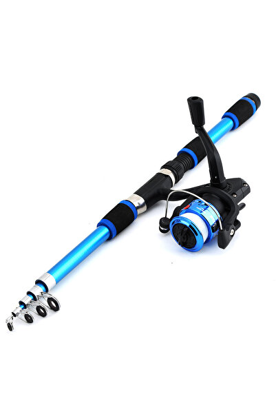 Choice1 1.8 m Blue Fishing Pole Set Full Kits With Telescopic Fishing Rod And...