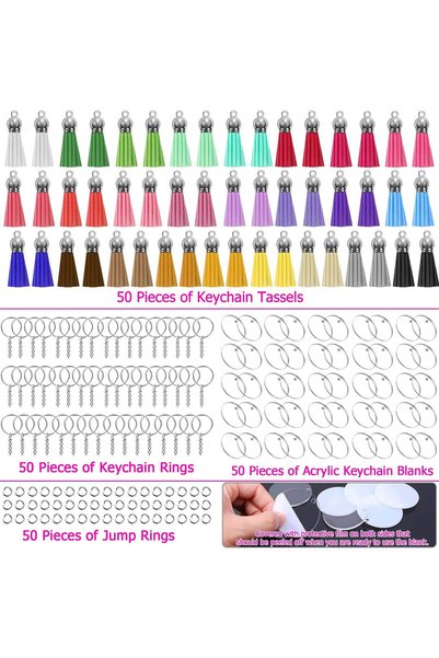 Choice 200PCS Silver 200Pcs Acrylic Keychain Blanks with Rings Clear Key Chai...