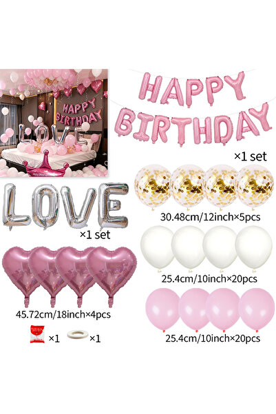 Choice Other Balloon Set Pink balloon set LOVE birthday letter aluminum film ...