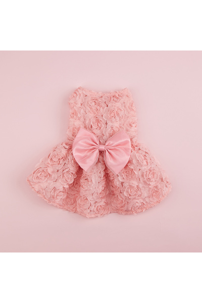 Choice S Pink Dog Princess Dress Embroidered Flower Pet Pink Bowknot Princess...