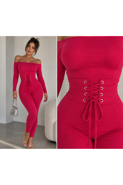 hipnoz butik kadın düşük omuz kemer detaylı tulum