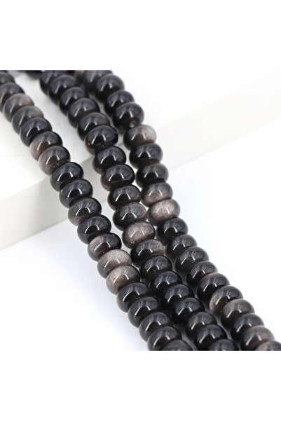 Choice42 5x8mm Silver Obsidian 5x8mm Natural Stone Healing Crystals Abacus Ro...