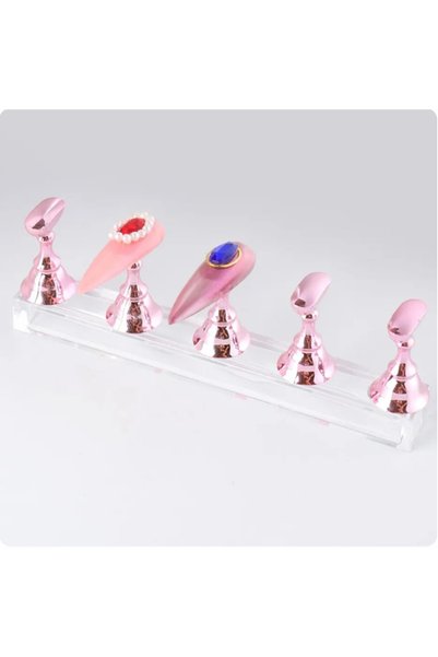 Choice rose gold 5Pcs Chess Borad Magnetic Nail Tips Practice Display Stand S...