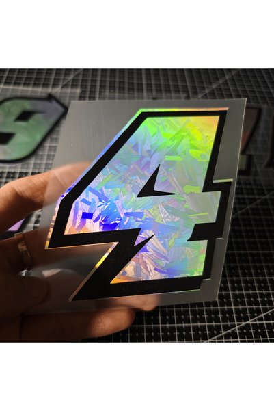Choice5 Height 10cm NUM4 1pc Motorcycle Racing Number Stickers 0-9 - Iridesce...