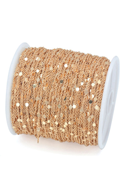 Choice 1.5mm 5meters kc gold color 5m/roll 1.5mm Sequins Chain Copper Cable C...