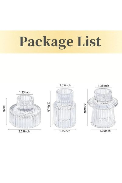 Choice7 3Pcs Clear 3Pcs Double Sided Vintage Ribbed Taper Glass Candle Holder...