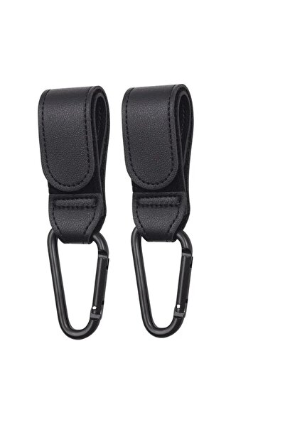 choice2 2PCS Black 2Pcs Leather Cart Hooks Baby Stroller Hook PU Adjustable P...