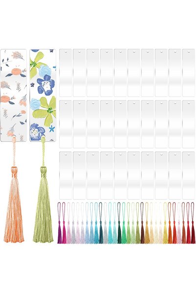 Choice 30pcs 30Pcs Acrylic Bookmark Blanks Rectangle with Tassels Unfinished ...