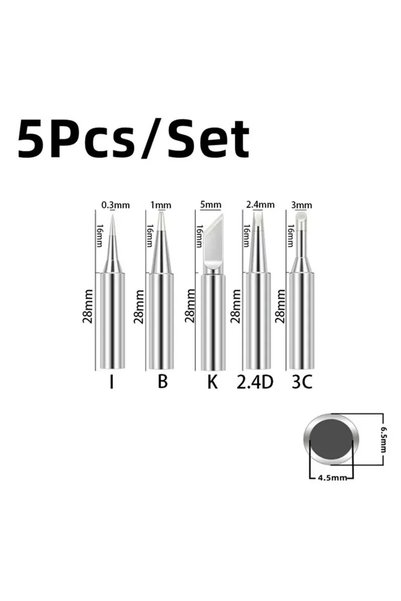 Choice Silver 5pcs 5pcs 900M Soldering Iron Tips Set, Copper Core Electric So...