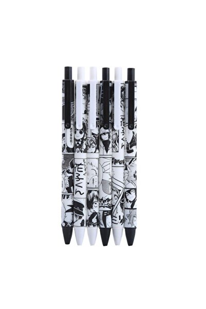 Choice black 6 Piece Mixed Color 6 Piece Cute Gel Pen Creative Cartoon Press ...
