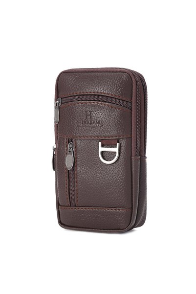 Choice Coffee Men Waist Bag Mobile Phone Bag Outdoor PU Leather Wearable Belt...