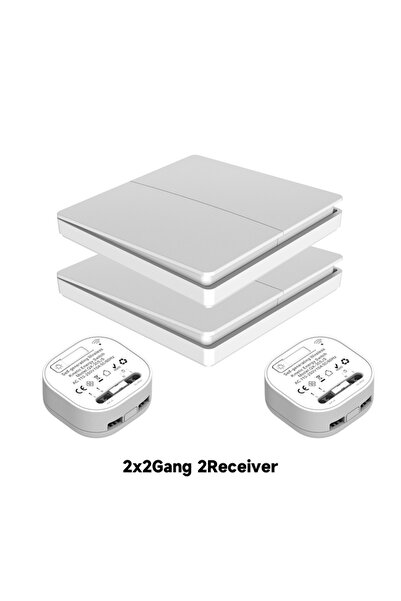 choice2 white 2gang 2-2 Self-powered Wireless Wall Switch No Battery Required...