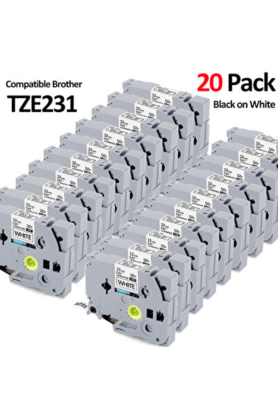 Choice6 20 pieces 10pcs 12mm TZ231 Label Tape TZ 231 TZ-231 Black ON White Ta...