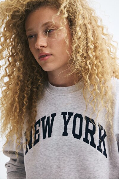 H&M Baskılı Oversize Sweatshirt