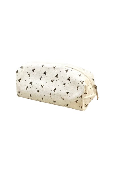 Choice Bow beige 1 Beautiful Canvas Pencil Pouch, Creative Bow Pattern Zipper...