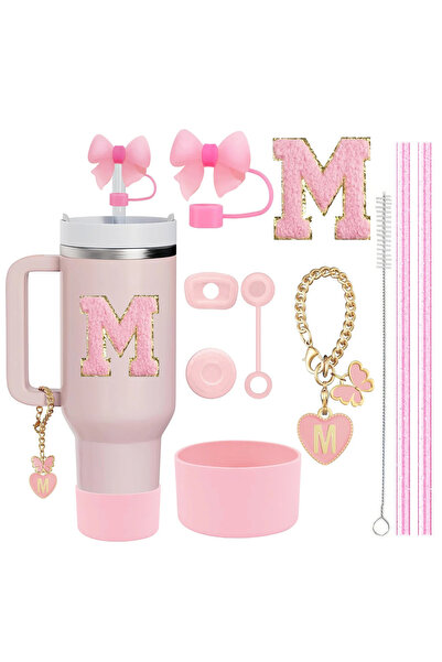 Choice17 M-Letter-Pink-10pcs 10PCS Accessories Set for Stanley Cup, 2 Straw a...