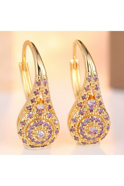 Choice3 MULTI G116 Luxury Shiny Multicolor Synthetic Zirconia Golden Dangle E...
