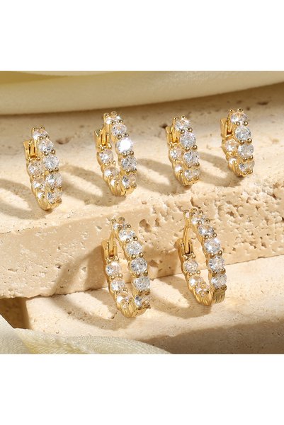 Choice Gold ColorSet A Yupsk 6pcs Shiny Zircon Ear Rings White Gold Color Hug...