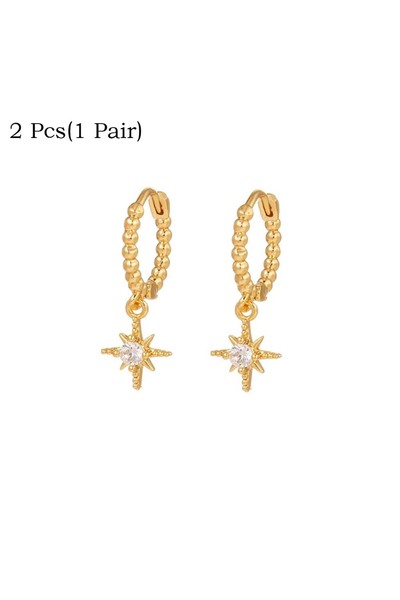 Choice Style 2 2/3/4 Pcs Star Moon Pendant Design CZ Chain Hoop Earring For W...