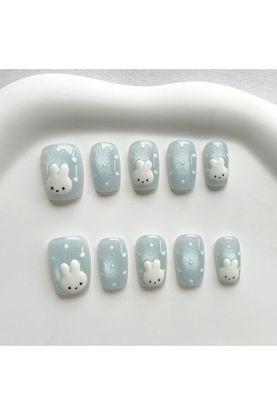 Choice1 Style 2-M 10Pcs Korean Style Pink Blue Cute Polka Dot Rubbit with Cat...